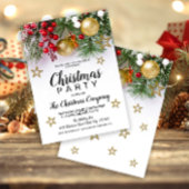 Rustic Gold Baubles Berries Weihnachten Einladung