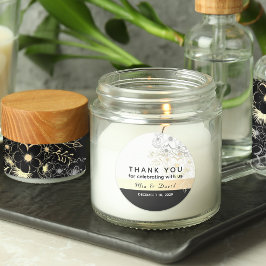 Rustic Gold Black and White Wedding Vielen Dank Runder Aufkleber