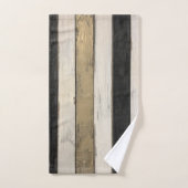 Rustic Gold Black Cream Farmhouse Barnwood Stripe Badhandtuch Set (Handtuch)