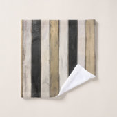 Rustic Gold Black Cream Farmhouse Barnwood Stripe Badhandtuch Set (Waschlappen)