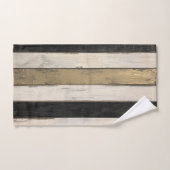 Rustic Gold Black Cream Farmhouse Barnwood Stripe Badhandtuch Set (Handtuch)