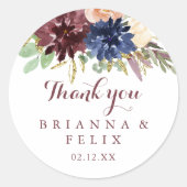 Rustic Gold Blätter floral Vielen Dank Gastgeschen Runder Aufkleber (Vorderseite)