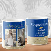 Rustic Gold Blue 2023 Graduate 2 Foto Abschluss Kaffeetasse