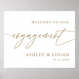 Rustic Gold Engagement Party Large Welcome Sign Poster