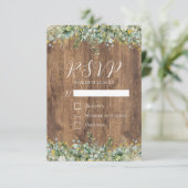 Rustic Gold Eucalyptus & White Floral Wedding RSVP Einladung (Stehend Vorderseite)