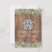 Rustic Gold Eucalyptus & White Floral Wedding RSVP Einladung (Rückseite)