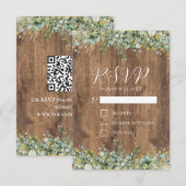 Rustic Gold Eucalyptus & White Floral Wedding RSVP Einladung (Vorne/Hinten)