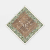 Rustic Gold Eucalyptus & White Floral Wedding Serviette (Ecke)