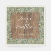 Rustic Gold Eucalyptus & White Floral Wedding Serviette (Vorderseite)