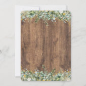 Rustic Gold Eucalyptus & White Floral Wood Bridal Einladung (Rückseite)