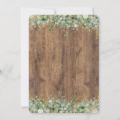 Rustic Gold Eucalyptus & White Floral Wood STD Einladung (Rückseite)