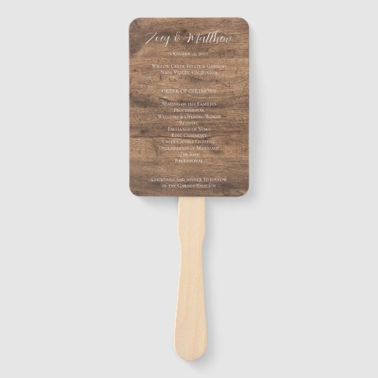 Rustic Gold Eucalyptus & White Floral Wood Wedding Fächer (Vorderseite)