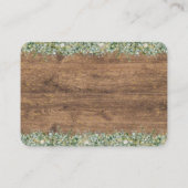 Rustic Gold Eucalyptus & White Floral Wood Wedding Platzkarte (Rückseite)