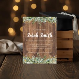 Rustic Gold Eukalyptus & Weiße Floral Holz Grad Einladung