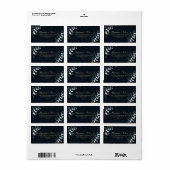 Rustic Gold Floral Blue Wedding RSVP Adressetikett (Vorne)