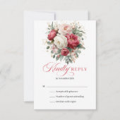 Rustic Gold Floral Boho Wedding RSVP Karte (Vorderseite)