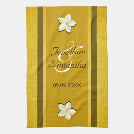 Rustic Gold Floral MoJo Wedding Kitchen Handtuch (Vertikal)
