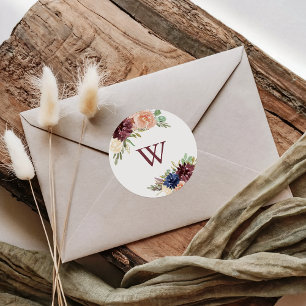 Rustic Gold Floral Monogram Wedding Umschlag Aufkl Runder Aufkleber