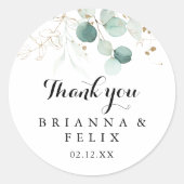 Rustic Gold Floral Vielen Dank Gastgeschenk Hochze Runder Aufkleber (Vorderseite)