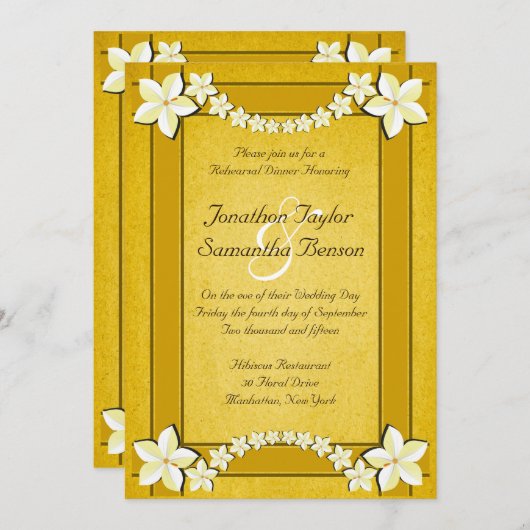 Rustic Gold Floral Wedding Probe Dinner einladen Einladung (Vorne/Hinten)