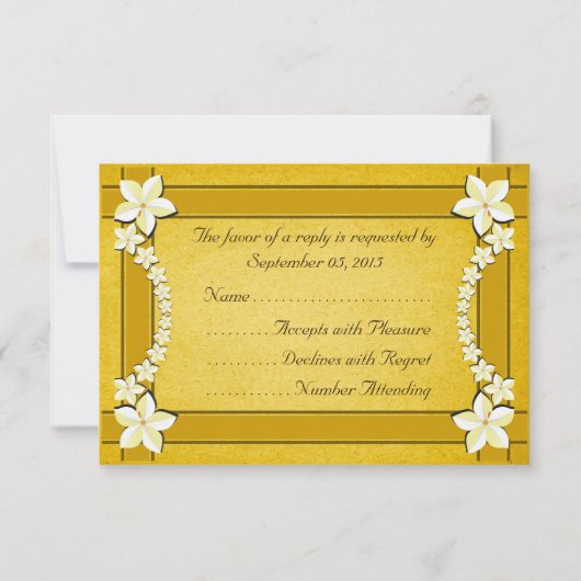 Rustic Gold Floral Wedding RSVP Response Cards (Rückseite)