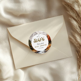 Rustic Gold Forest Baby Boy Dusche Runder Aufkleber