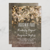 Rustic Gold Glitzer Lights Wood Engagement Party (Vorne/Hinten)