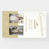Rustic Gold Graduate 2 Foto Graduate Party Banner (Horizontal)