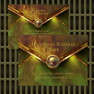 Rustic Gold Handyman Services Verde Grün Rost Visitenkarte