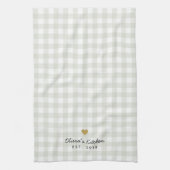 Rustic Gold Heart and Sage Buffalo Karo Geschirrtuch (Vertikal)