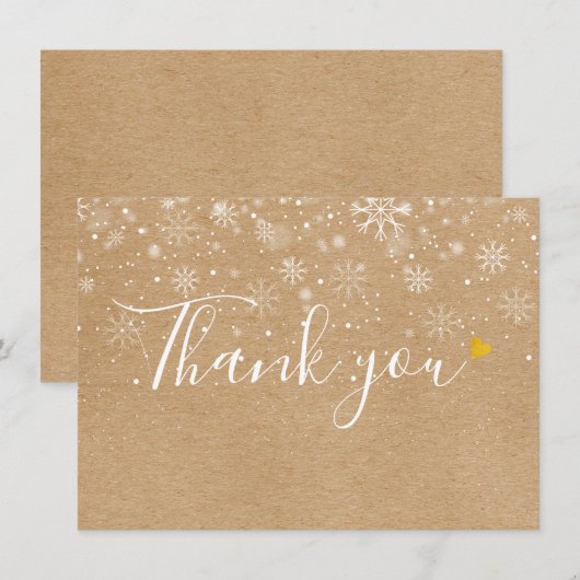 Rustic Gold Heft Script Weihnachten Danke Karte (Vorne/Hinten)