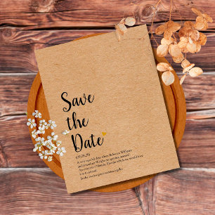 Rustic Gold Herz Script Save-the-Date-Definition Postkarte
