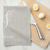 Rustic Gold Künstlerisch Patterns Monogram Initial Geschirrtuch (Viertel Falte)