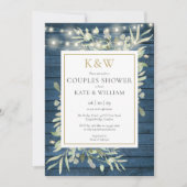 Rustic Gold Monogram Greenerity Foto Couples Dusch Einladung (Vorderseite)