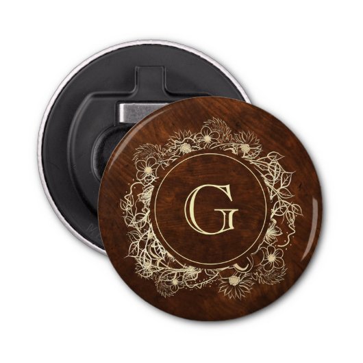 Rustic Gold Monogram Wedding Flaschenöffner (Vorderseite)