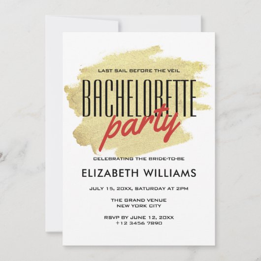 Rustic Gold Nautic Blue Bachelorette Weekend Einladung (Vorderseite)