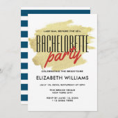 Rustic Gold Nautic Blue Bachelorette Weekend Einladung (Vorne/Hinten)