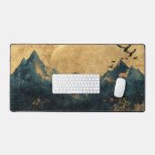 Rustic Gold & Navy Mountain Desk Mat Schreibtischunterlage (Tastatur & Maus)