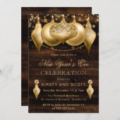 Rustic Gold New Year’s Eve Party Einladung (Vorne/Hinten)
