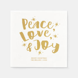Rustic Gold Peace Liebe & Joliday Weihnachten Serviette