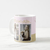 Rustic Gold Pink 2023 Graduate 2 Photo Graduation Kaffeetasse (Vorderseite Links)