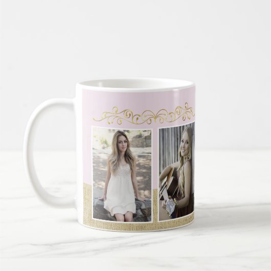 Rustic Gold Pink 2023 Graduate 2 Photo Graduation Kaffeetasse (Links)