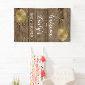 Rustic Gold Pumpkin Barn Wood Baby Dusche Willkomm Banner (Insitu)