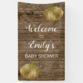 Rustic Gold Pumpkin Barn Wood Baby Dusche Willkomm Banner (Vertikal)