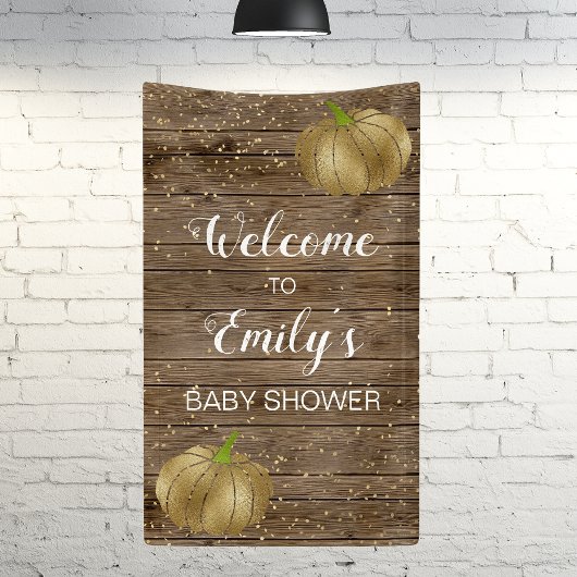 Rustic Gold Pumpkin Barn Wood Baby Dusche Willkomm Banner