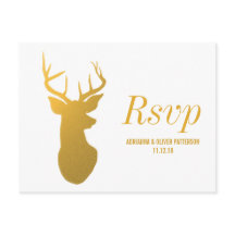 Rustic Gold Rentier / Antler Wedding RSVP