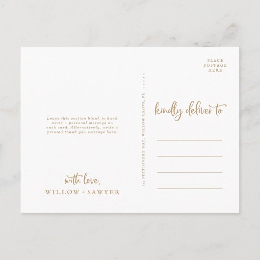 Rustic Gold Script 3 Foto Vorlage Vielen Dank Postkarte (Rückseite)