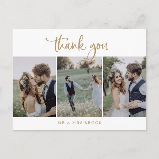 Rustic Gold Script 3 Foto Vorlage Vielen Dank Postkarte (Vorderseite)