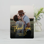 Rustic Gold Script Foto Vielen Dank für Ihre Hochz Folieneinladung (Stehend vorne)