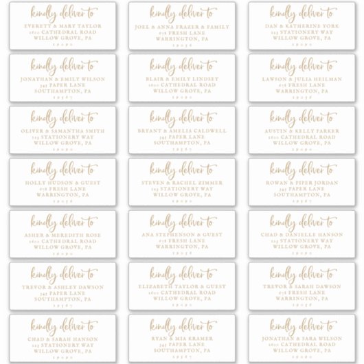 Rustic Gold Script Wedding Guest Address Labels (Vorderseite)